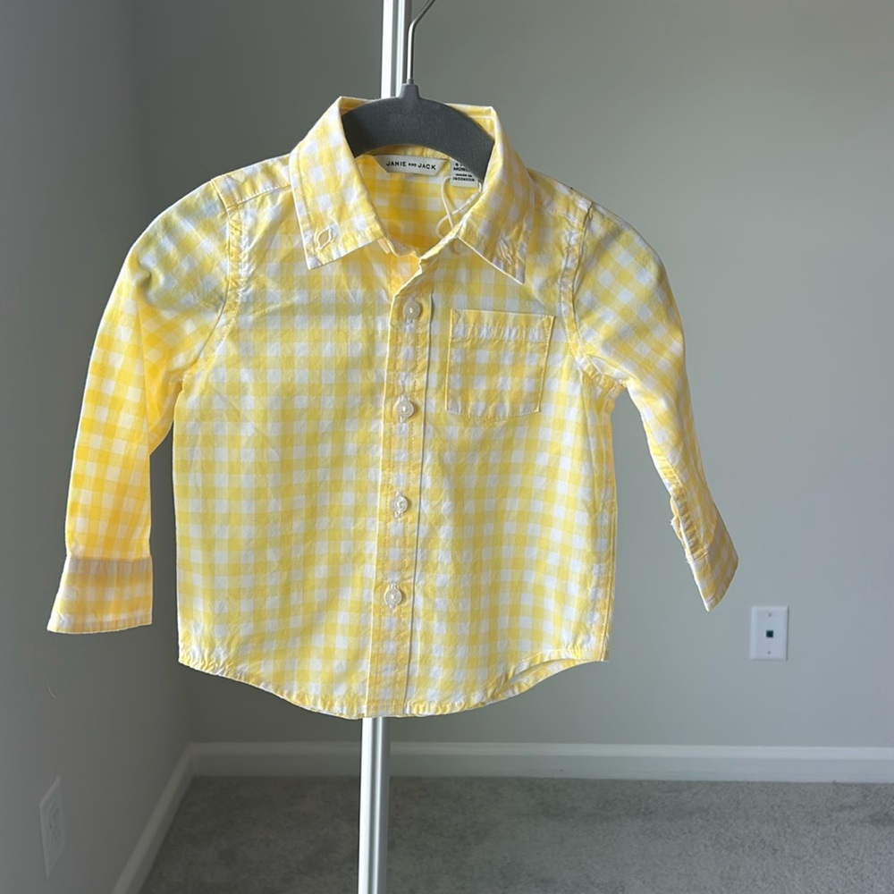 Janie and Jack Yellow Button Down Shirt NWOT! 6-12 months